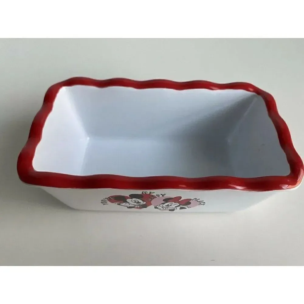 Disney‎ Mickey Minnie Valentine’s Mini Loaf Bread Baking Pan Dish Ceramic…